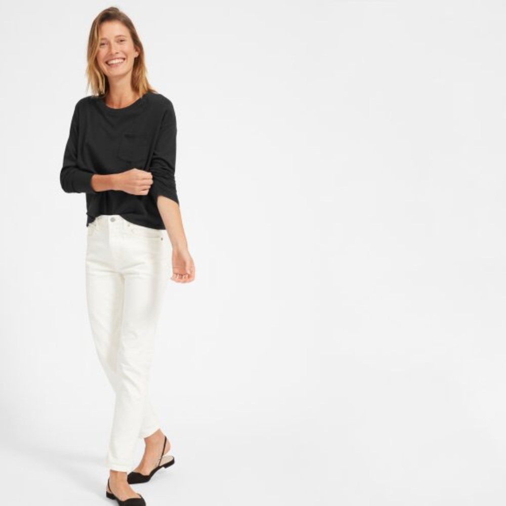 Everlane Long Sleeve Box Cut Pocket Tee